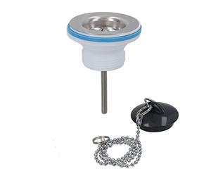 1-1/4in. Kitchen Sink Strainer Waste Complete with Plug + Chain + Fixing Bolt