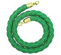 1 1.5 2 2.5 3M Queue Barrier Rope 11 Colors, Stanchion Rope With Hook for Posts Stands Queue Divider Crowd Control of Hotel, Rope Safety Barrier, Golden Hook(Green,1.5M)
