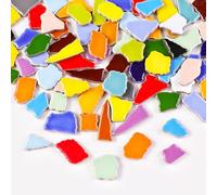 1.1 lb/500 g Ceramic Mosaic Tiles, Mixed Colours Ceramic Mosaic Pieces for Crafts, Mosaic Tiles for Home Decoration or DIY Crafts, Mosaic Making Accessories (Medium Irregular Mixed