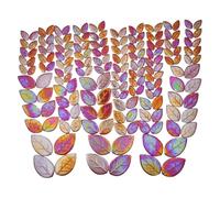 1.1 lbs Yuvori Iridescent Ceramic Leaf Mosaic Tiles, Red Leaves