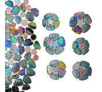 1.1 lbs Yuvori Iridescent Ceramic Petal & Leaf Mosaic Tiles, Black Petals