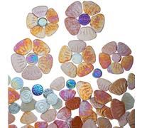 1.1 lbs Yuvori Iridescent Ceramic Petal & Leaf Mosaic Tiles, Orange Petals