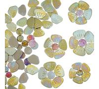 1.1 lbs Yuvori Iridescent Ceramic Petal & Leaf Mosaic Tiles, Yellow Petals