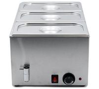 1/1 Size Wet Bain Marie with Drain Tap and 3 x 1/3 GN Pans & Lids