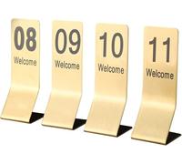 1-10/20 Number Cards Gold, Stainless Steel Table Signs, Standing Table Number for Banquets, Cafés, Restaurants, Tabletop Sign Double-Sided(1-10)