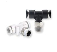 1/10/20PCS Pneumatic Air Connector Fitting 4 6 8 10mm Thread 1/8 1/4 3/8 1/2 Plastic Hose Fittings for Air Water Tube(PB6-02,20 PCS)