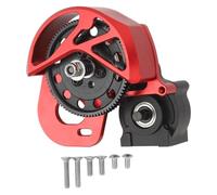1/10 Aluminum Alloy RC Gearbox Assembly Steel 87T Spur Gear Set Heavy Duty Durable Limited Slip Differential Compatible Axial SCX10 SCX10 II SMT10 (Red)