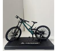1:10 Model Downhill Mountain Bike Alloy Full Suspension Mini Bicycle Figure with Presentation Base, Collectable, Table Decoration Gift for Men, Green