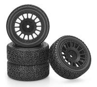 1/10 RC On Road Car Tires and Wheels, daitoku 12mm Hex RC Rally Car Tires Compatible with 1/10 Tamiya TT01 TT02 XV01 TA06 PTG2 HPI KYOSHO HSP