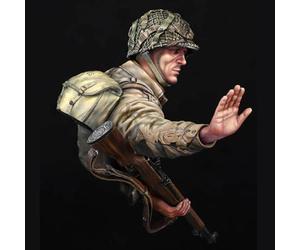 1/10 Resin Bust Kit WWII US Airborne Soldier Normandy 1944, Unpainted | 1/10 scale resin bust, WWII US Airborne soldier, Normandy 1944, unassembled and unpainted garage kit