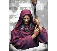 1/10 Scale Ancient Warrior Fantasy Resin Bust Kit, Unassembled Unpainted | 1/10 scale fantasy bust, hooded figure with staff, resin building kit, supplied unassembled and unpainted