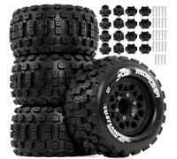 1/10 Scale RC Truck Tires 2.8inch Tire and Wheels with 12mm/14mm Hexes fit Stampede Arrma Big Rock Granite VORTEKS 3S Traxxas Slash, Stampede Rustler, Hoss (Black)