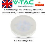 1-10 x 6.4W GX53 LED Light Bulbs Samsung LEDs Warm Cool Daylight White V-TAC [EEK: A+]