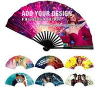1-100 Pcs Personalized Line Dance Popping Fan Custom Photo Handheld Clacking Fans for Dancing Rave Performances Wedding Saloon Graduation Cosplay Church Party