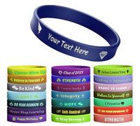 1-1000Pcs Bulk Personalised Silicone Wristbands,Custom Rubber Bracelets,Personalised Rubber Wristbands with Text & Logo for Events Gifts Fundraisers Motivation Graduate Birthday Parties (Style 1)