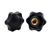 1-10pcs Black Plum Hand Tighten Nuts Thumb Clamping Knob Manual Handle Thread Star Mechanical Thumb Knob Nuts M4 M5 M6 M8 M10 M12(Blind End,M5 (Head 25mm)10pcs)