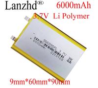 1-10PCS li-po Polymer battery 6000mah 3.7V 906090 smart home MP3 speakers Li-ion battery for dvr,GPS,mp3,mp4,cell phone,speak 4 PCS-906090
