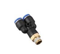 1/10PCS PX4/6/8/10/12-01/02/03/04 Y-Type Threaded Three-Way Pneumatic Connector External Thread one-Button Push-in Y-Type Pneumatic Quick Connector(PX4-M5,1pcs)