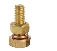 1-10set Brass Outer Hexagonal Bolt Screw Nut Flat Washer Elastic Washer Combination Machine Screws Copper DIN933 M3 M4 M5 M6 M8 M10 M12(25mm,M10 (1Set))