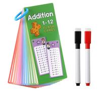 1-12 Addition Flash cards 15 Pcs Addition Table Flash Cards with 2 Dry Erase Markers 1 Rings,Educational Math Flashcards for 1st to 3rd Grade Home Fun Math Games and Addition Game Classroom