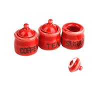 1/12 Ceramic Dollhouse Miniature Storage Jars Decoration 1 Set Red
