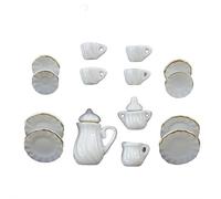 1:12 Ceramic Tea Set, 15pcs Miniature Porcelain Tea Cup Set Teapot Cup Plate Saucers Kitchen Utensils Accessories