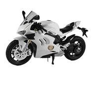 1:12 Compatible with Ducati V4S die-cast motorcycle model with sound and light Not Include Battery Modèle de Moto de Simulation(White)
