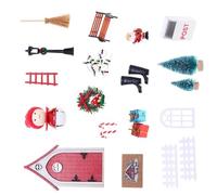 1/12 Doll House Fairies Elves Door Scene Set With Gnomes Figure Ornament For Christmas Scene Dolls Display Craft Christmas Doll House Decoration