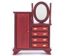 1:12 Doll House Miniature Sitting Room Dressing Table, Dollhouse Decoration Accessories, Simulation Life Scene Wooden Dressing Table with Spray Paint, Perfect for 1:12 Miniature Do