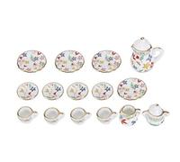 1:12 Dollhouse Accessory Age 14+, 15pcs Mini Porcelain Flower Tea Cup Set Doll House Decor Kitchen Miniature Simulation Furniture Set Model for Baby Boy Girl Dollhouses(Tye 3)