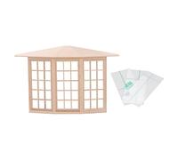 1/12 Dollhouse Bay Window, Miniature Wooden 45 Degree Corner Window, Exquisite 3 Sided Window Model with 3 Window Stickers, DIY Dollhouse Accessories for Miniature House Decor