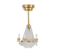1/12 Dollhouse Chandelier, Battery Operated Plastic Toy Models Realistic Dollhouse Vivid Decorative Mini Ceiling Lamp with 5 LED Candle for Dollhouse