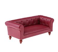 1/12 Dollhouse Furniture Leather Long Sofa Couch Miniature Accessory Red