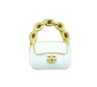 1:12 Dollhouse Miniature Metal Handbag Black White Purse, Doll Bag Accessories, Mini Metal Chain Bag Decoration(white)