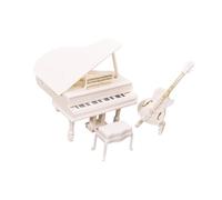 1:12 Dollhouse Miniature Piano Guitar Mini Furniture Life Scene Pretend Game Home Decor Simulation Model for Living Room Home, white