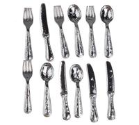 1/12 Dollhouse Miniature Stainless Steel Tableware Set 12 Pcs DM001