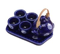 1/12 Dollhouse Miniature Tea Set Accessories for Kitchen Decor Navy Blue