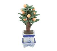 1/12 Dollhouse Potted Orange Tree Miniature Vivid Lifelike Orange Tree for Dollhouse Garden Decoration Photo Prop Ceramic Clay 7.8cm