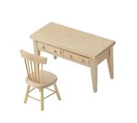 1/12 Dollhouses Furniture Realistic Desk Set With Table And Chair Model Figure For Craft Project Scene Dispaly Supply Wood Dollhouses Furniture