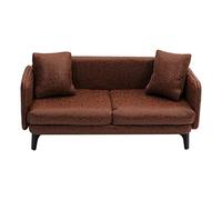 1/12 Double Sofa/Couch Miniature Model Office Bedroom Craft Decor Kids Gift Red Brown