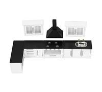 1:12 Mini Dollhouse Kitchen Cabinet, Modern Design | Wood material, Simulated life scene, Fully furnished, DIY creativity