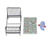 1:12 Miniature Dollhouse Metal Bed Furniture Collectible Buildings, European Style Bedroom Furniture with Bedding and Decorative Pillow (Type B)