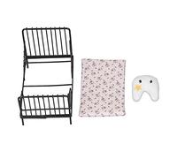 1:12 Miniature Dollhouse Metal Bed Furniture Collectible Buildings, European Style Bedroom Furniture with Bedding and Decorative Pillow (Type A)