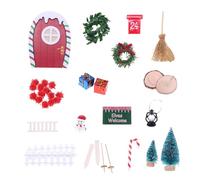 1/12 Miniature Gnomes Door Christmas Scene Set Fairies Elves Decorative Accessories for Doll House Holiday Display Accessories Decorations Christmas Theme Miniature Collection