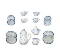 1/12 Miniature Porcelain Tea Set,15Pcs/Set Miniature Tea House Accessories,Mini Teapot Cup Plate Dollhouse Kitchen Accessories