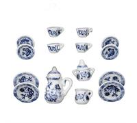 1/12 Miniature Porcelain Tea Set,15Pcs/Set Miniature Tea House Accessories,Mini Teapot Cup Plate Dollhouse Kitchen Accessories