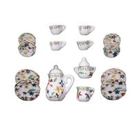 1/12 Miniature Porcelain Tea Set,15Pcs/Set Miniature Tea House Accessories,Mini Teapot Cup Plate Dollhouse Kitchen Accessories