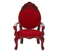 1:12 Miniature Wooden Dining Chair, Antique Dollhouse Furniture Realistic Red Mahogany Finish for Doll House Living Room Kitchen Decor Collectors