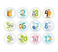 1-12 Months Baby Monthly Sticker Photography Props Photo Stickers Animals Photographic Props Girl Boy Belly Girl Boy Pregnancy for Each Month