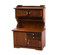 1/12 Realistic Miniature Wooden Sideboard with Working Doors Miniature Doll House Accessories Pretend Play Toys